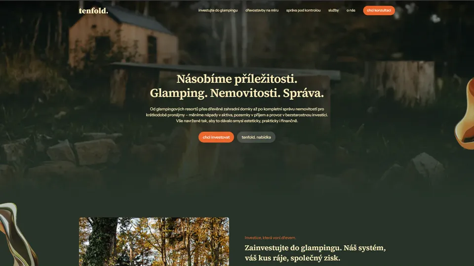 Úvodní stránka webu tenfold.cz