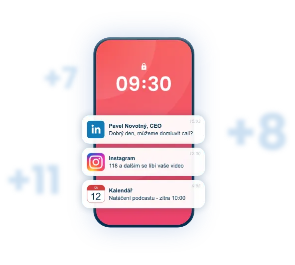 Mobilní telefon s LinkedIn notifikací